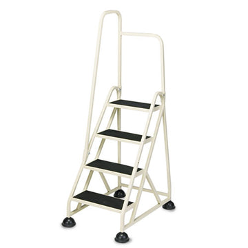 Cramer® Stop-step Ladder, One Handrail: Left, 66.25", 300 Lb Capacity, 4 Steps, Aluminum, Beige freeshipping - TVN Wholesale